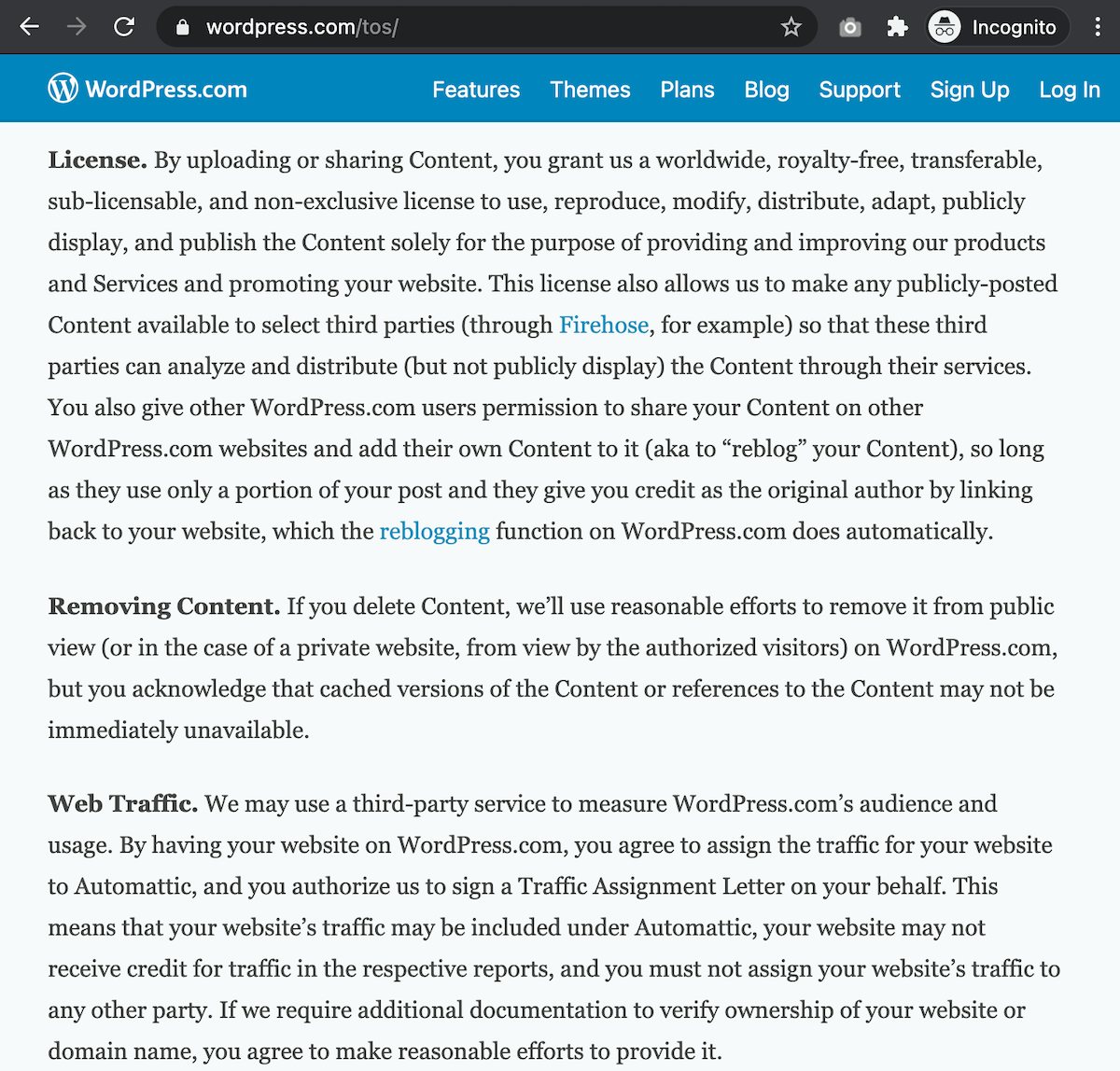 Wordpress.com - Terms Of Service
