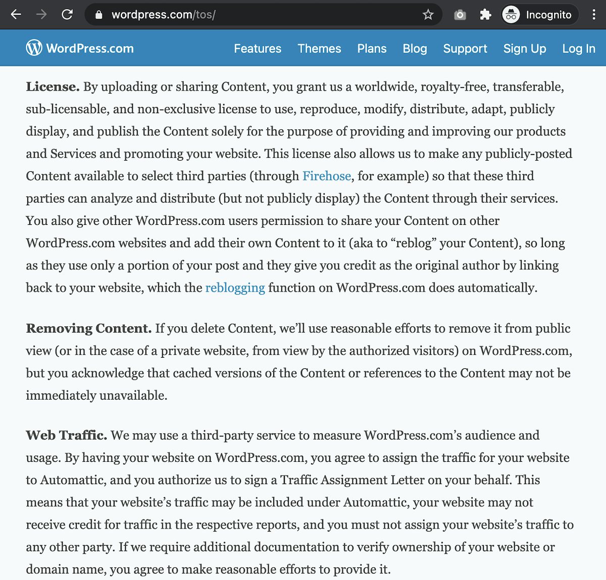 WordPress.com - Terms of Service